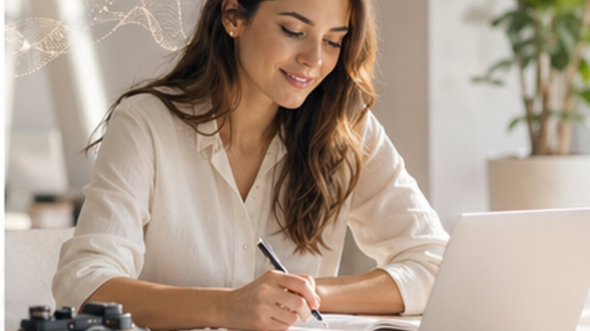 Utiliser l'IA pour créer du contenu sans perdre sa voix - illustration professionnelle par Clara Morel