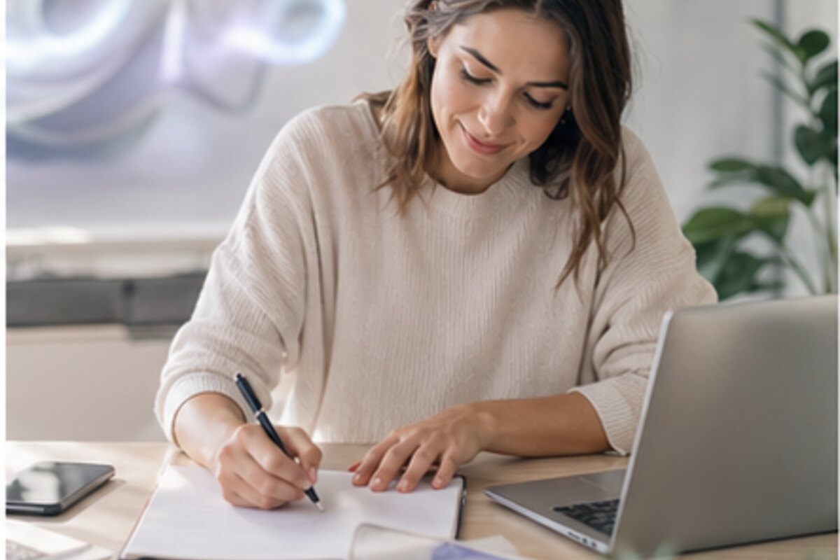Rédiger avec l'IA sans publier du contenu générique - illustration professionnelle par Clara Morel
