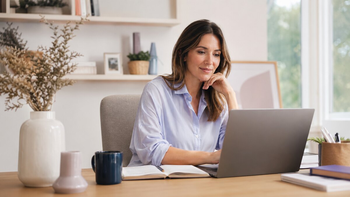 Bureau digital moderne et chaleureux pour Clara Morel